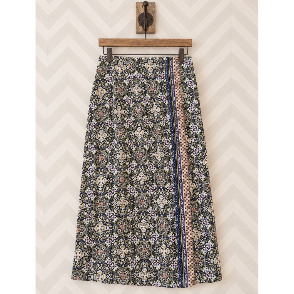 J. Jill Maxi Skirt Medallion Print Side Slit Small Like New